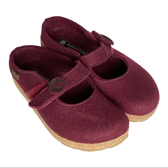 Haflinger Shoes - Haflinger Alice Bordo Adjustable Strap Felt Wool Clogs